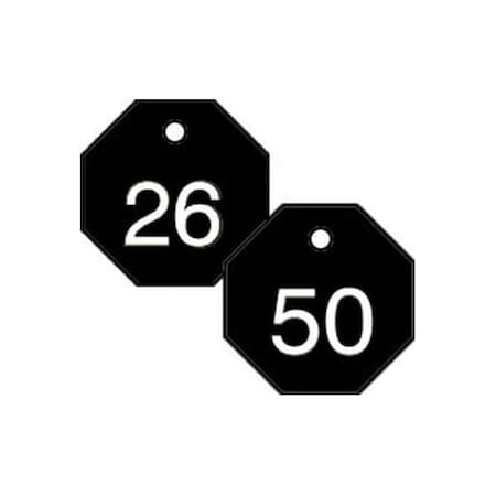 Accuform Engraved Numbered Tags, RP-Plastic, 3/8 in H x 3-1/4 in W, 25 PK TDG823BK